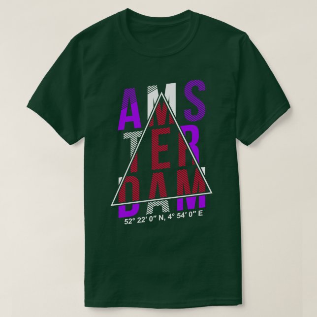 Camiseta Amsterdam City Typografia Holanda (Frente do Design)