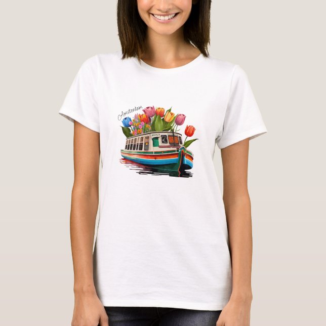 Camiseta Amsterdam Holland Boat Viagem (Frente)