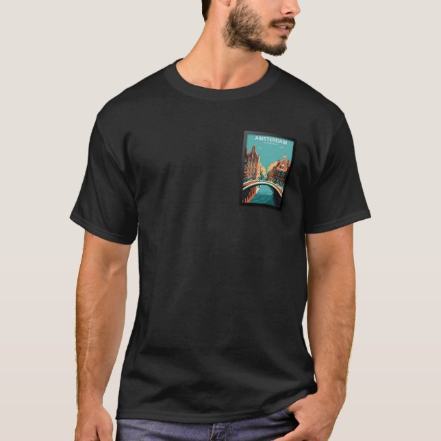 Camiseta Amsterdam Netherlands Travel Poster (Frente)