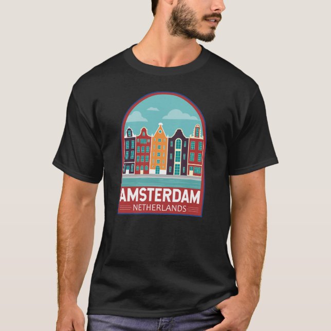 Camiseta Amsterdam Netherlands Viagem Art Vintage (Frente)