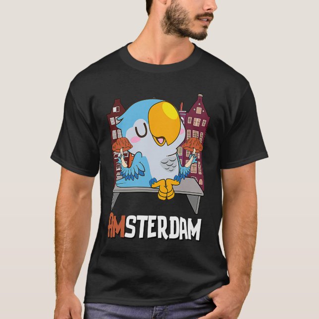 Camiseta Amsterdam Parakeet Mushroom Holland Países Baixos (Frente)