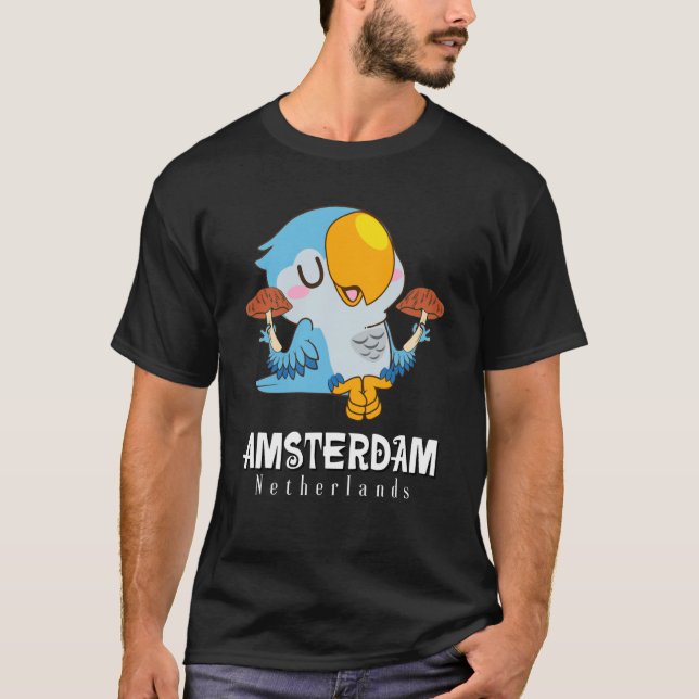 Camiseta Amsterdam Parakeet Mushroom Holland The Netherland (Frente)