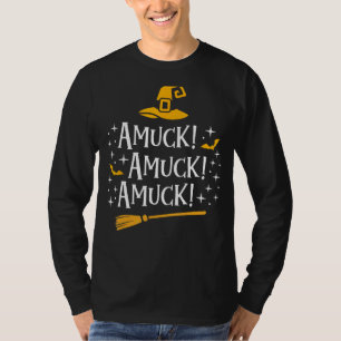 Camiseta Amuck Amuck Amuck Broom Bats Hat Halloween Irmã