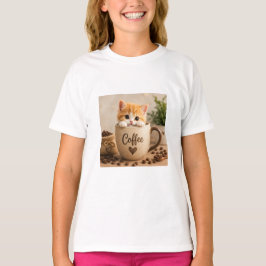 Camiseta Amuleto de Gatinho na Xícara de Café