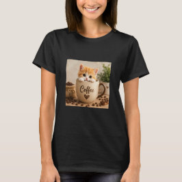 Camiseta Amuleto de Gatinho na Xícara de Café