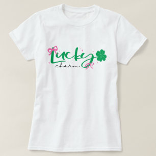 Camiseta Amuleto Sortudo Verde Rosa Dia de São Patrício