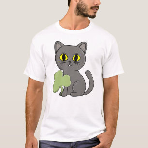 Camiseta Amuleto Trevo de Trevo de Gato Cinza