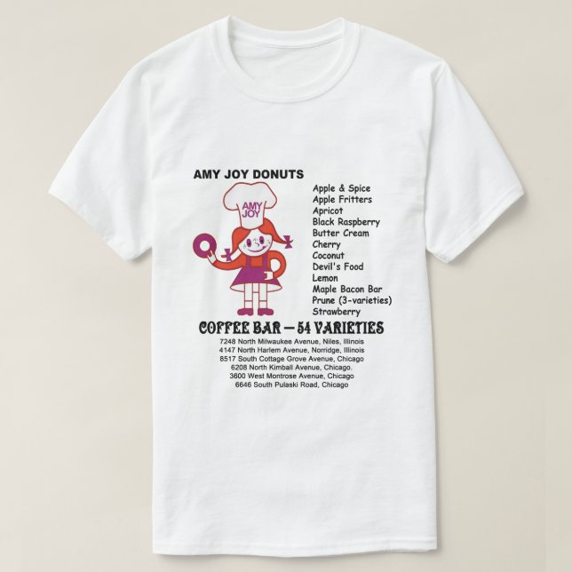 Camiseta Amy Joy Rosquinhas Compras de Illinois (Frente do Design)