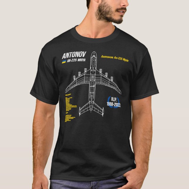 Camiseta AN-225 Antonov Mriya Cargo Plane RIP Poster Classi (Frente)