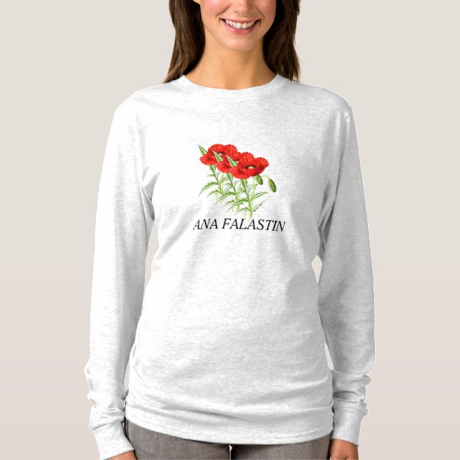 Camiseta Ana Falastin Poppy White Long Sleeve T Shirt (Frente)