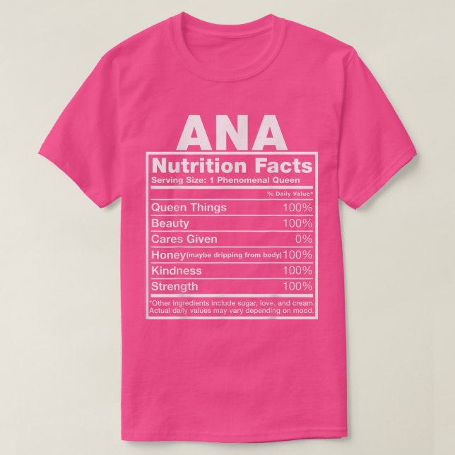 Camiseta Ana Nutrição Fata Ana Nome Aniversário (Frente do Design)