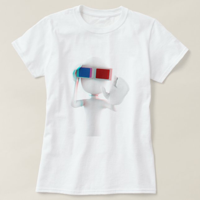 Camiseta anaglyph do homem 3d (Frente do Design)
