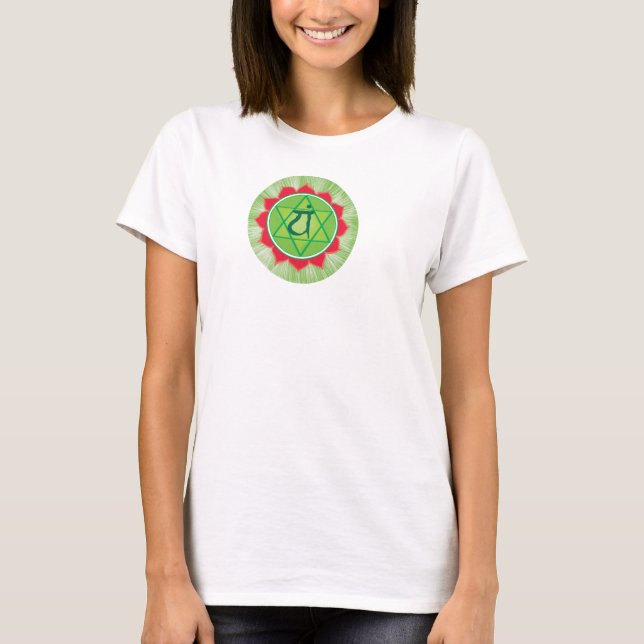 Camiseta Anahata Heart Chakra Flowy Circle Top, Branco (Frente)