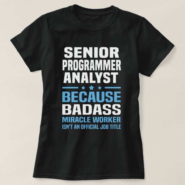Camiseta Analista de programador de mais velho (Frente do Design)