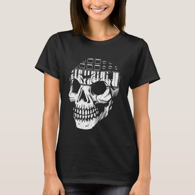 Camiseta Analog Modular Synthesizer Skull Music Synth Nerd (Frente)