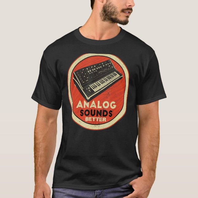 CAMISETA ANALOG SYNTHESIZER MUSIC RECORTING DESIGN (Frente)