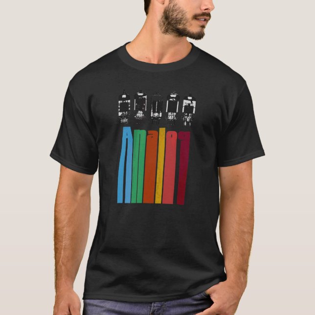 Camiseta Analog Vacuum Tubes De Válvula De Áudio Amps Retro (Frente)