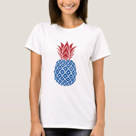 Camiseta Ananás branco-vermelho e ananás azul