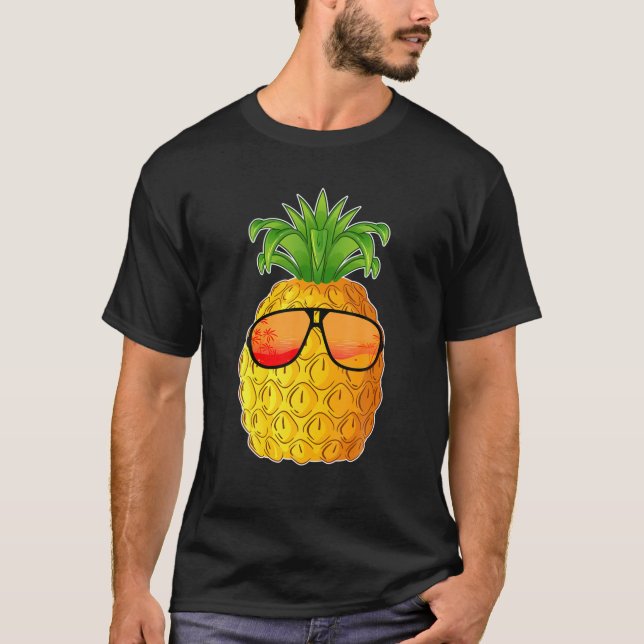 Camiseta Ananás tropicais Óculos de sol Ananás de ananás (Frente)