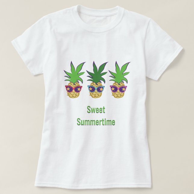 Camiseta Ananases com óculos de sol Verão doce (Frente do Design)