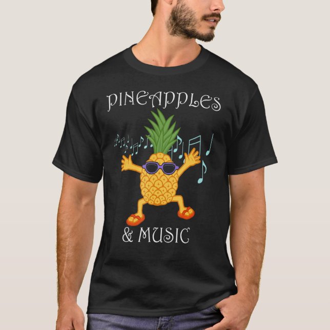 Camiseta Ananases de Música Notas Clef Vitaminas Frui Tropi (Frente)