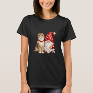 Camiseta Anão de Jardim com Gatinha Dobrada Escocesa Fofa M