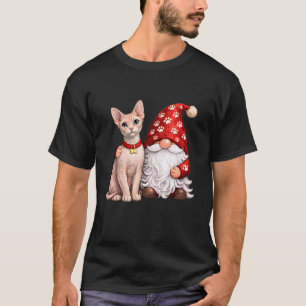 Camiseta Anão de Jardim com Mulher Mãe de Gato Sphynx Fofo