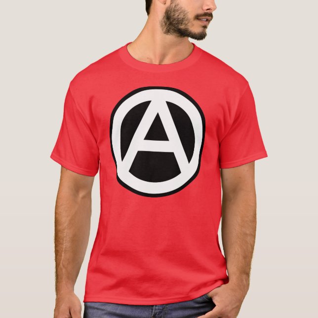 Camiseta Anarchy símbolo Clássico (pano de fundo preto) (Frente)