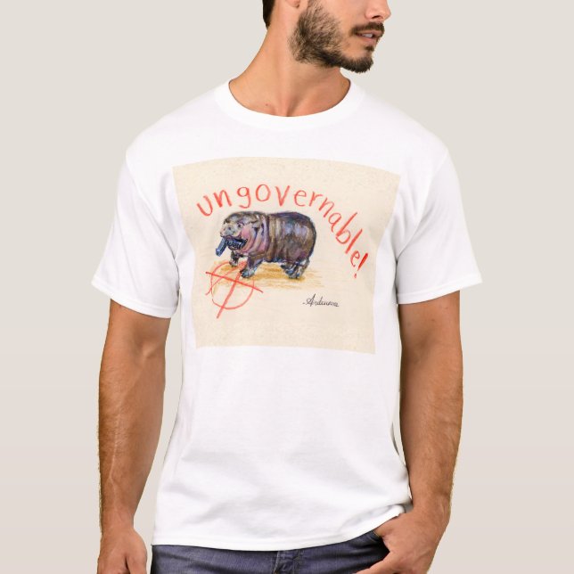Camiseta Anarquista Ingovernável Hippo. Moo Deng inspirado (Frente)