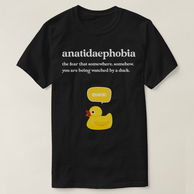 Camiseta anatidaefobia medo de patos (Frente do Design)