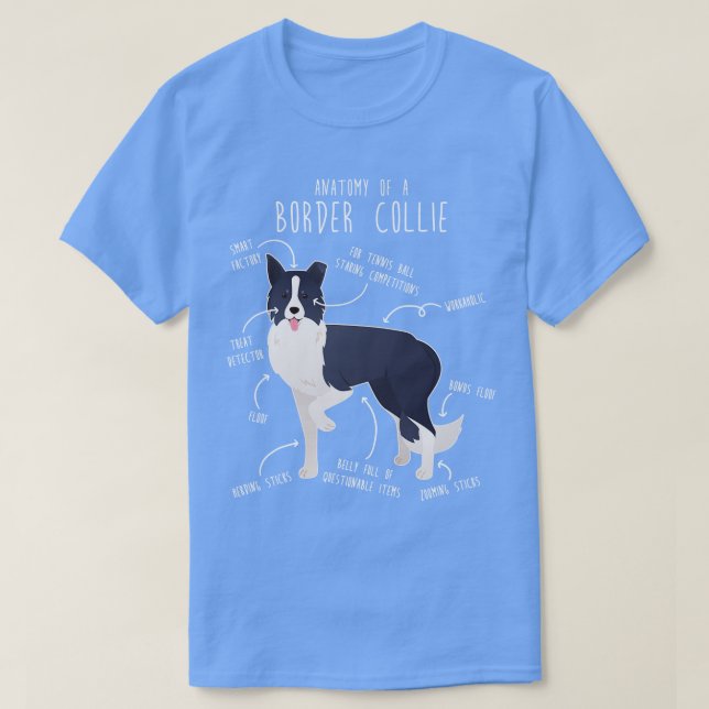 Camiseta Anatomia 2 do Cachorro Collie Border (Frente do Design)