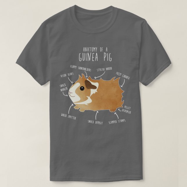 Camiseta Anatomia 2 do porco da Guiné Abissínia (Frente do Design)