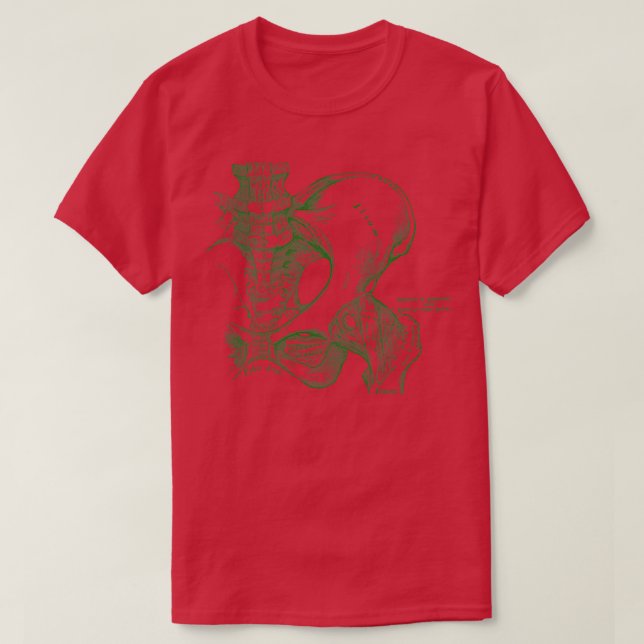 Camiseta Anatomia antiga Pélvis Humano (Frente do Design)
