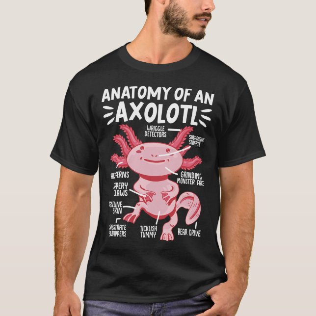 Camiseta Anatomia Axolotls De Um Axolotl Kawaii (Frente)