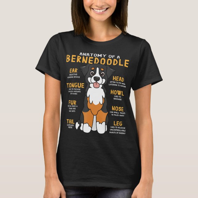 Camiseta Anatomia Bernedoododela Cão Engraçado Mãe Pai Pres (Frente)