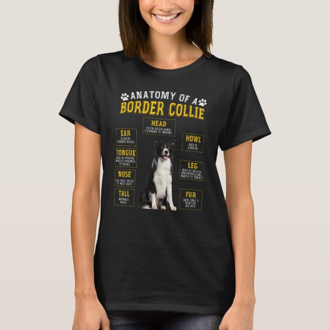 Camiseta Anatomia Border Collie For Women Men (Frente)