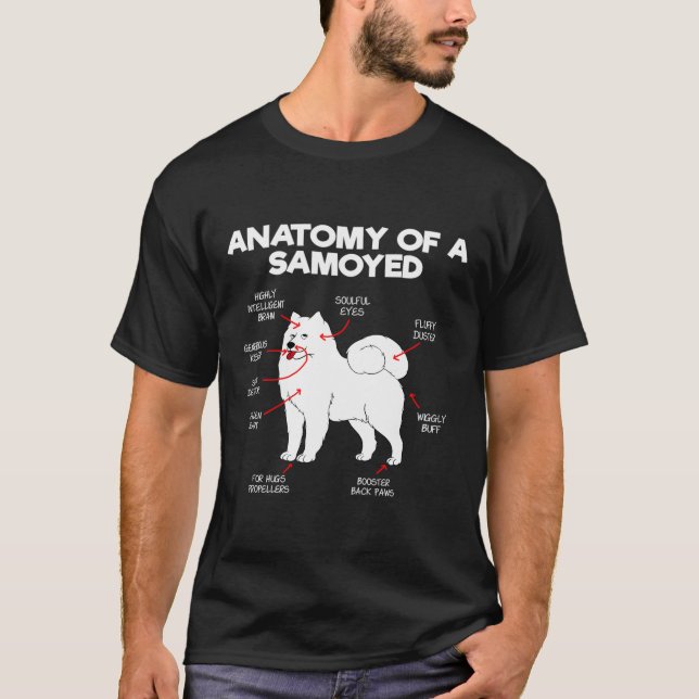 Camiseta Anatomia Cão Samoyed Cão Cachorro Cachorro Cachorr (Frente)