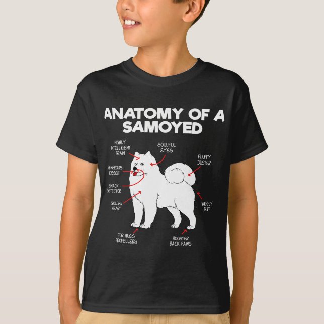 Camiseta Anatomia Cão Samoyed Cão Cachorro Cachorro Cachorr (Frente)