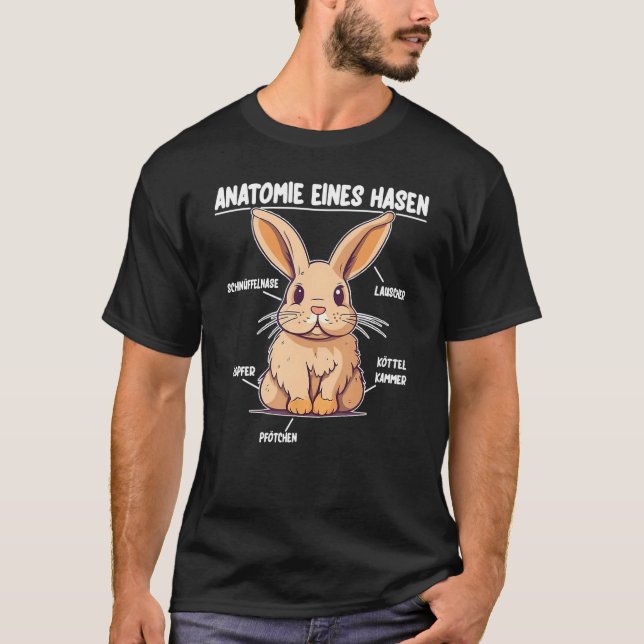 Camiseta Anatomia da explicação de coelho (Frente)