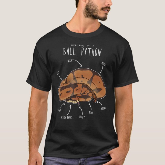 Camiseta Anatomia de Ball Python, Cobra de Pet Replente Eng (Frente)