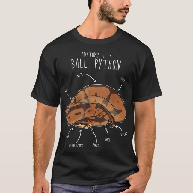 Camiseta Anatomia de Ball Python, Cobra de Pet Replente Eng (Frente)