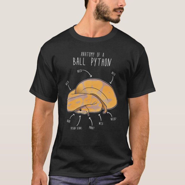 Camiseta Anatomia de Banana Ball Python, Engraçado Réptil S (Frente)