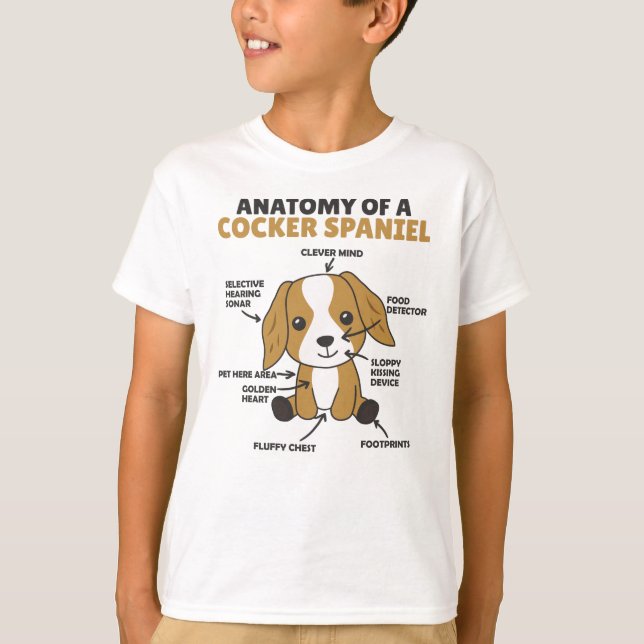 Camiseta Anatomia De Cachorro De Cocker Espanhol (Frente)