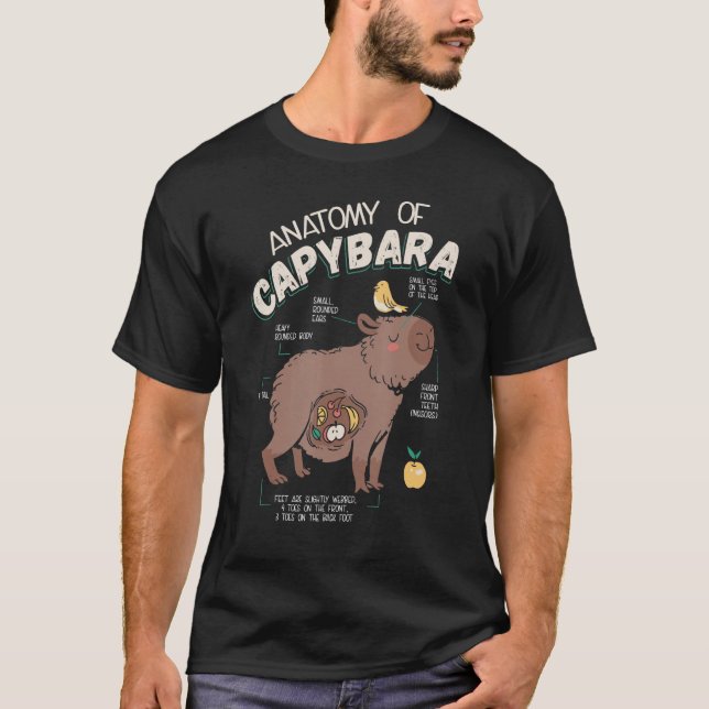 Camiseta Anatomia De Capybara Rodent Animais Capybaras Engr (Frente)