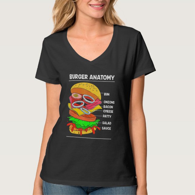 Camiseta Anatomia De Cheeseburger De Comida Rápida De Um Bu (Frente)