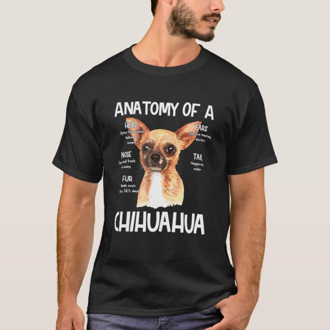 Camiseta Anatomia De Chihuahua Para Cachorros Prendam Ruído (Frente)