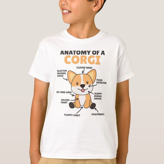 Camiseta Anatomia De Corgi Cute Cães Engraçados (Frente)