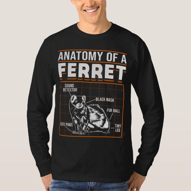 Camiseta Anatomia de Furões de um Furão (Frente)