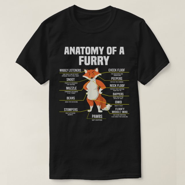 Camiseta Anatomia De Furries Fandom Engraçado (Frente do Design)
