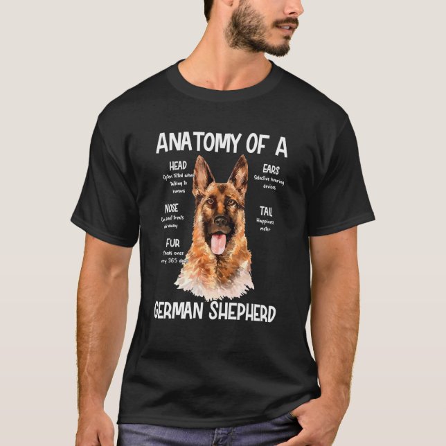 Camiseta Anatomia De German shepherd Para Ruído Da Cabeça D (Frente)